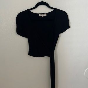 Black cropped wrap top